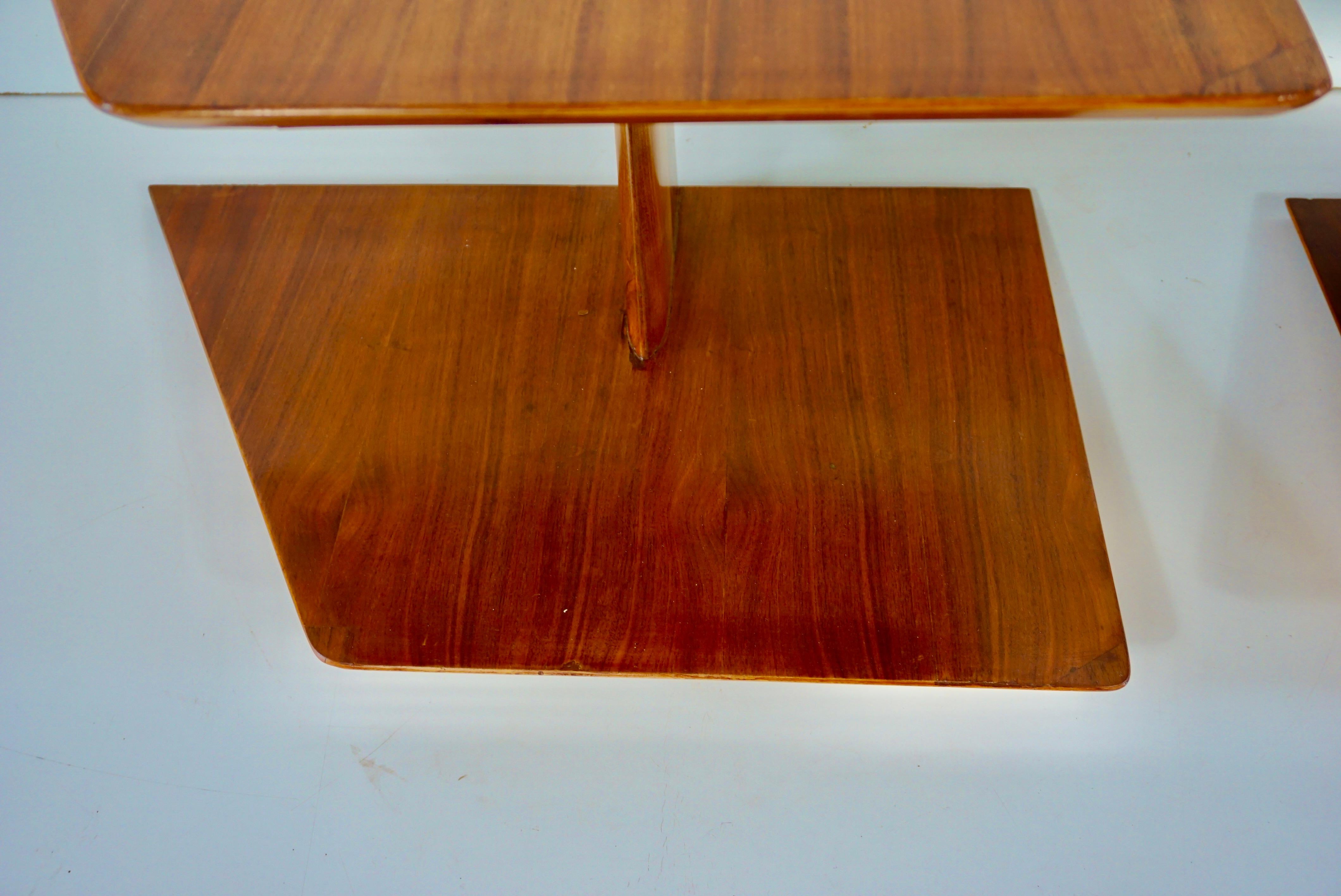 pair of GIO PONTI wood hanging nightstand tables, side tables Hotel Royal, 1955 In Good Condition In Rome, IT
