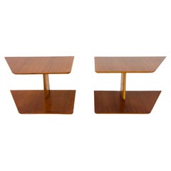 Vintage pair of GIO PONTI wood hanging nightstand tables, side tables Hotel Royal, 1955
