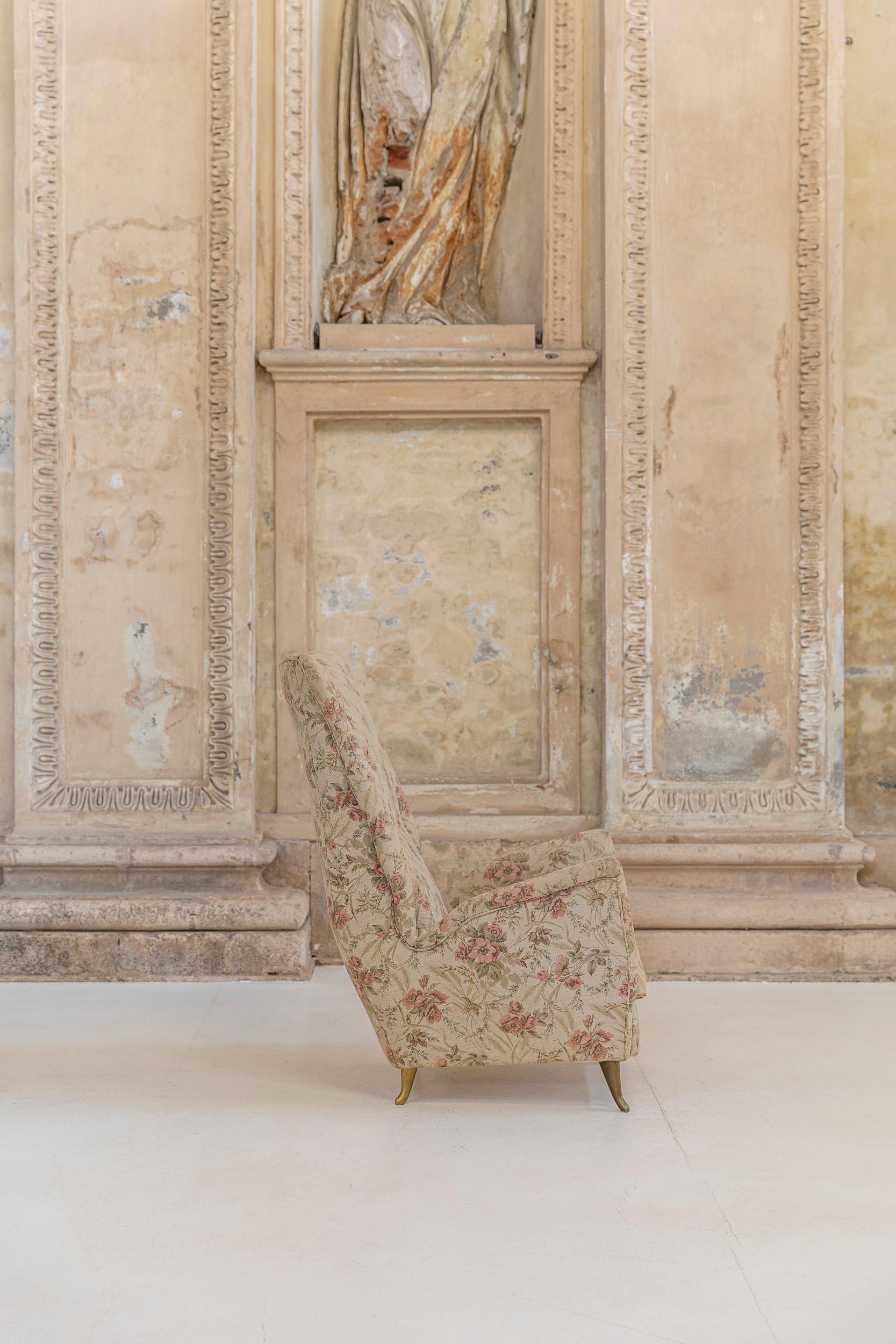 Fabric Pair of Gio Ponti's High Back Armchair for Isa Bergamo, Italy, 1950s