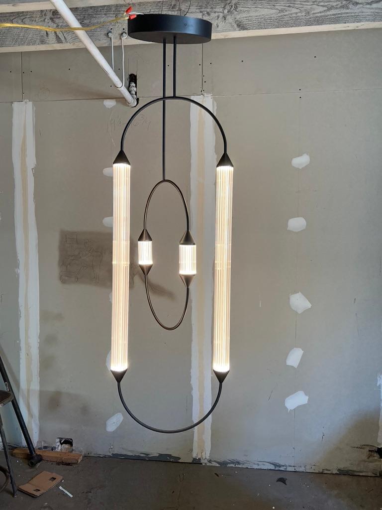 Cerused Pair of Giopato and Coombes Cirque Chandeliers