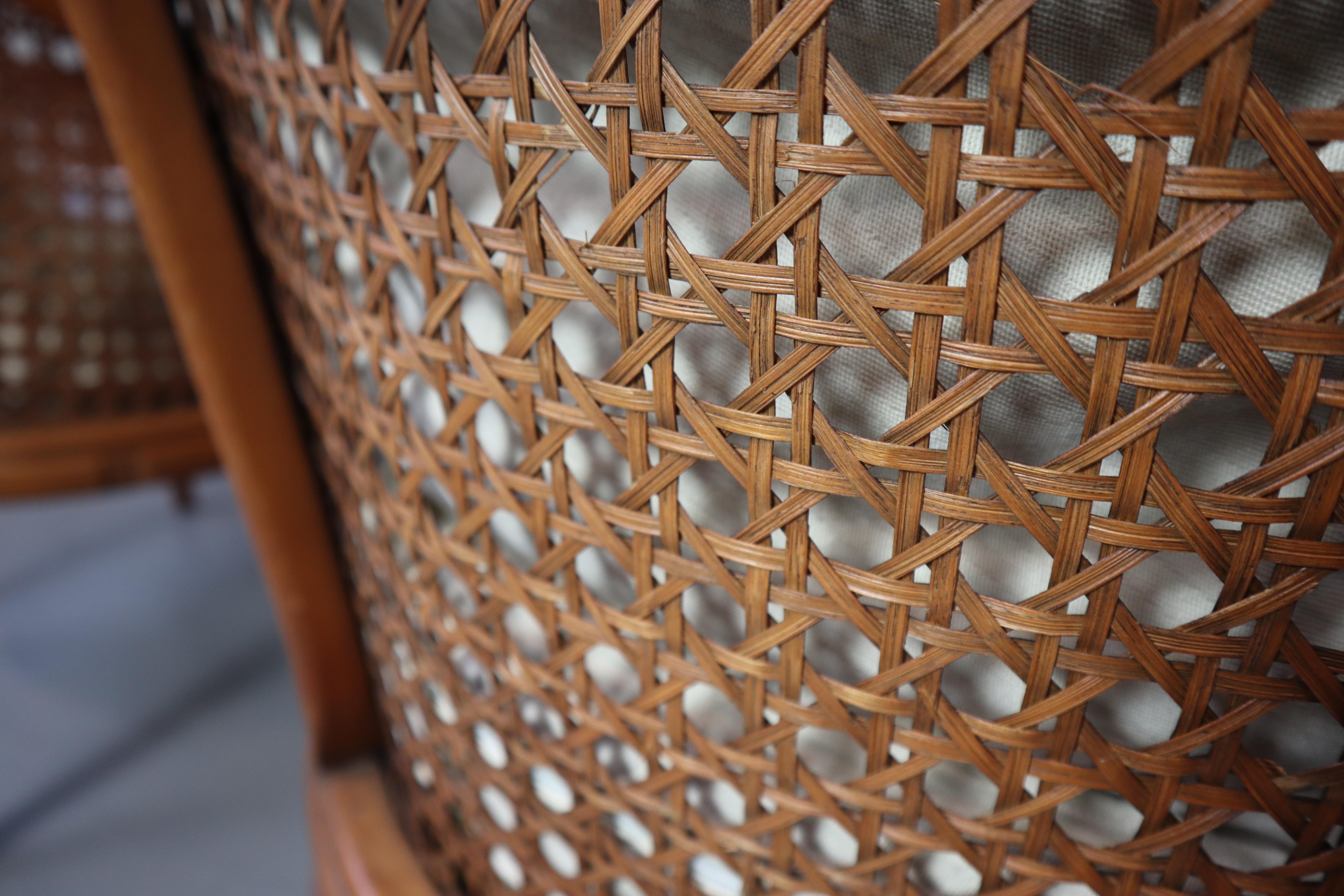 Pair of Giorgetti Faux Bamboo and Rattan Armchairs, 1970s 4