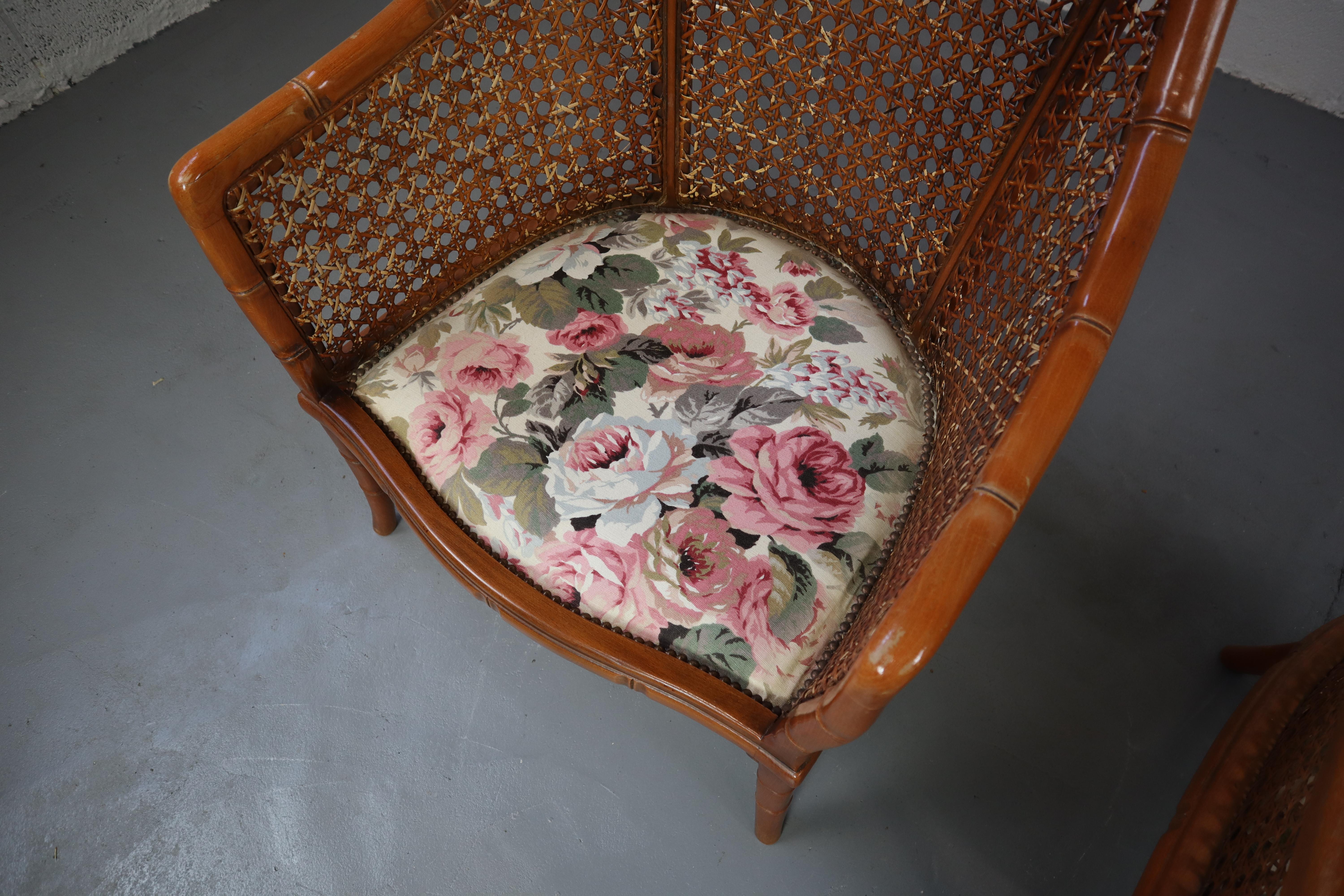 Pair of Giorgetti Faux Bamboo and Rattan Armchairs, 1970s 7