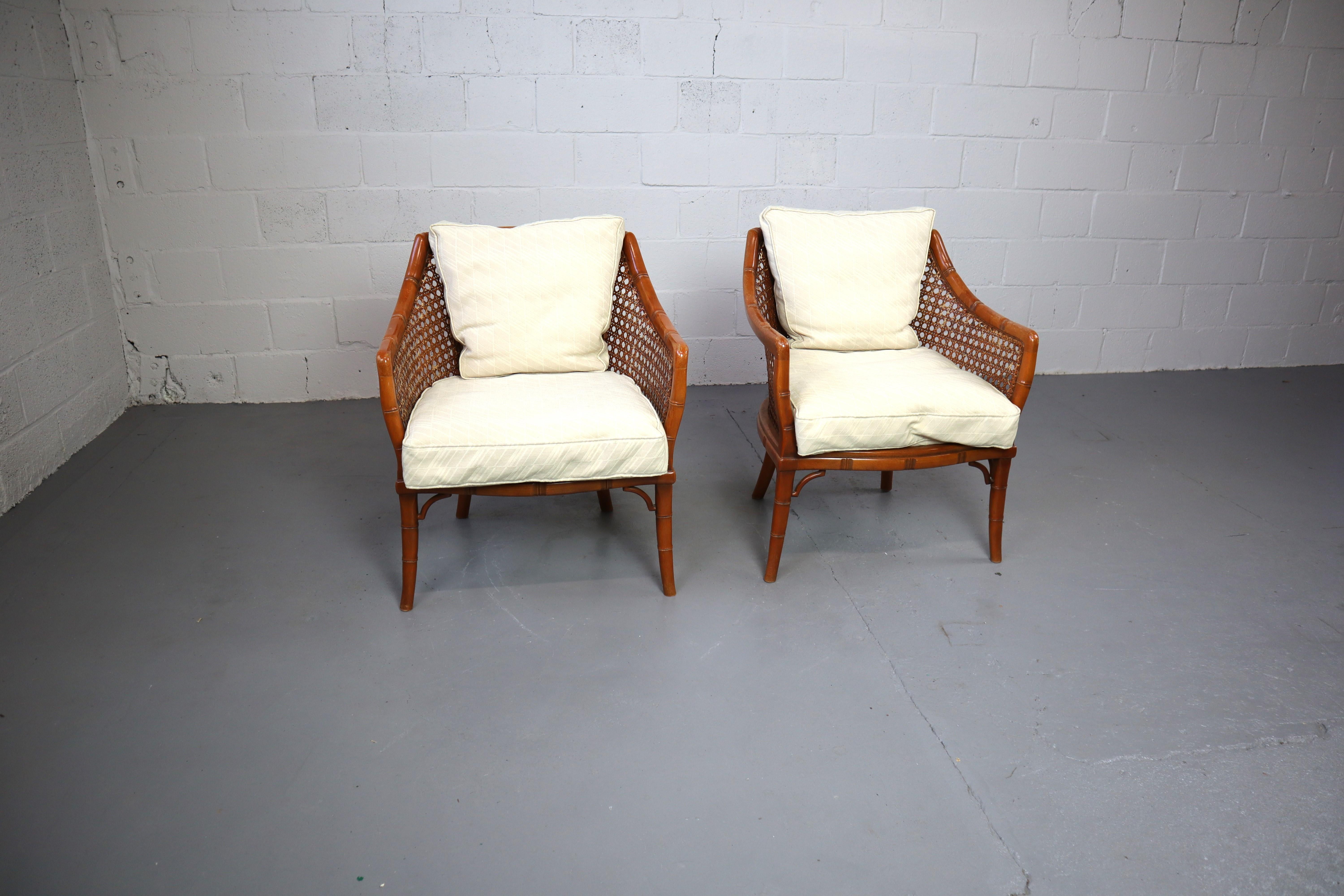 Pair of Giorgetti Faux Bamboo and Rattan Armchairs, 1970s In Good Condition In Langemark-Poelkapelle, BE