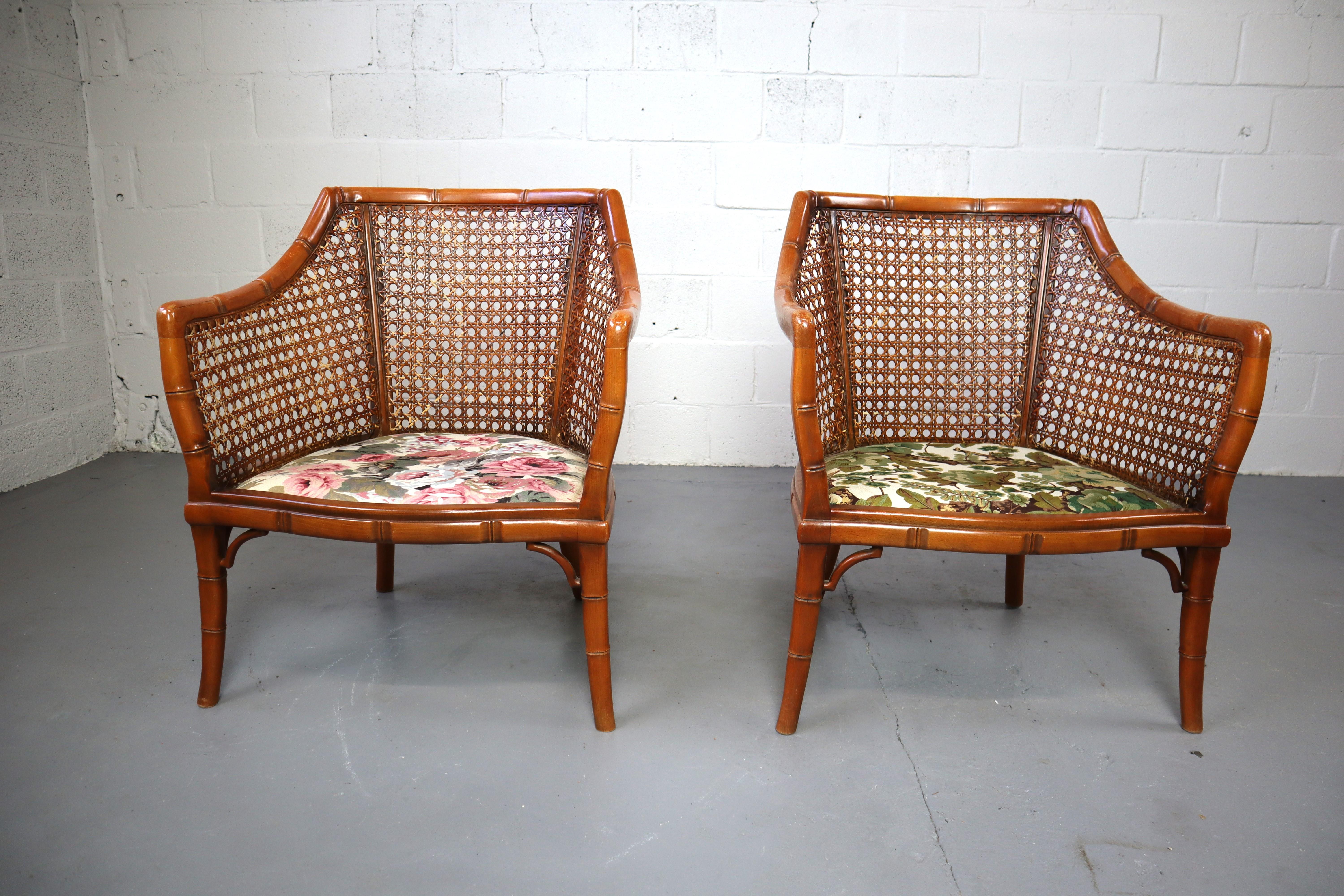 20th Century Pair of Giorgetti Faux Bamboo and Rattan Armchairs, 1970s
