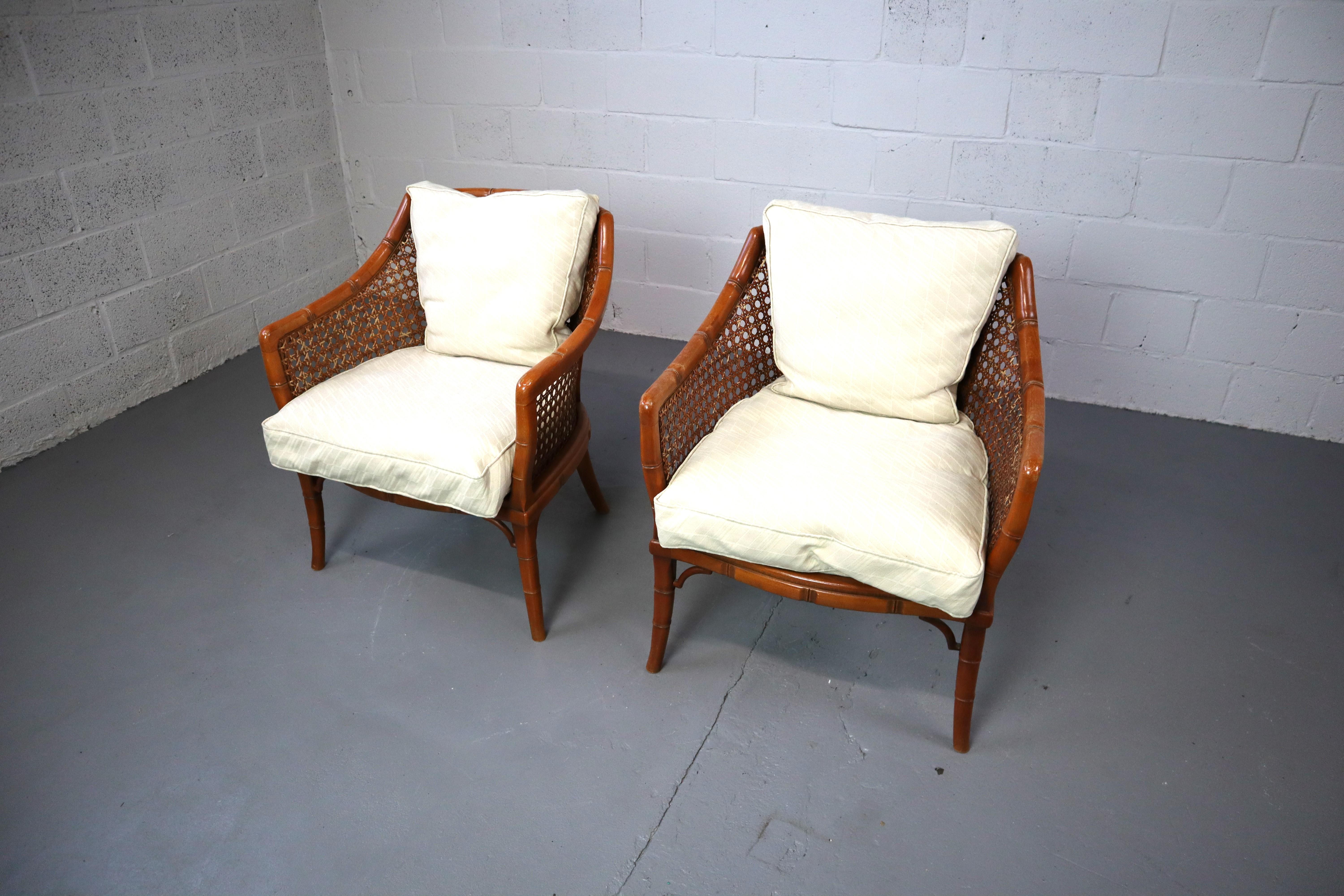 Pair of Giorgetti Faux Bamboo and Rattan Armchairs, 1970s 1