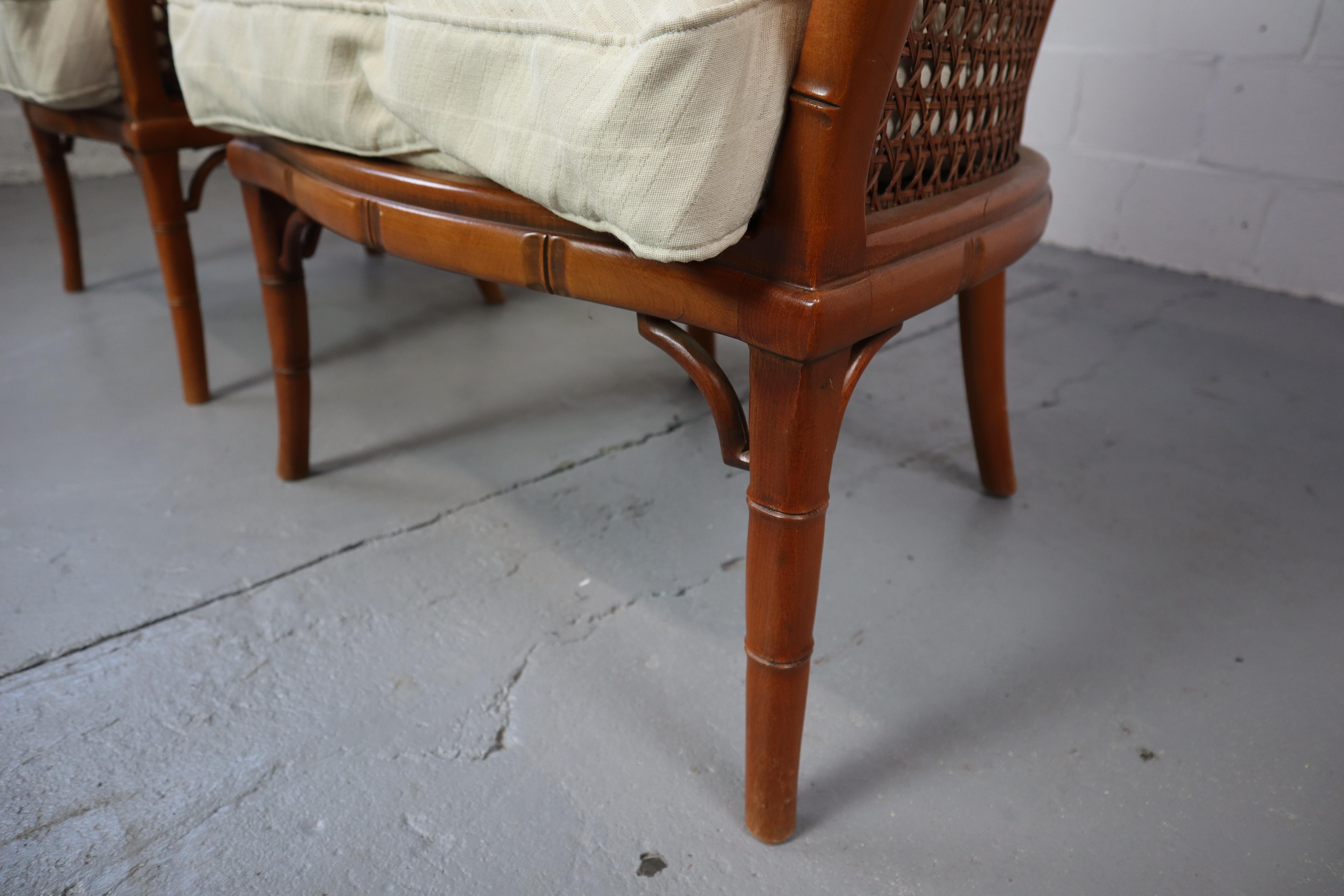 Pair of Giorgetti Faux Bamboo and Rattan Armchairs, 1970s 2
