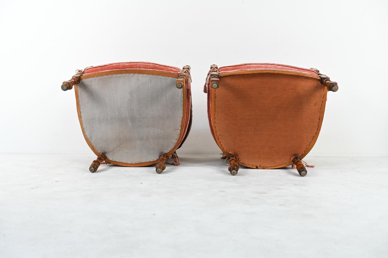 Pair of Giorgetti Gallery Carved Barrel-Back Armchairs, c. 1970's 3