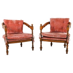 Pair of Giorgetti Gallery Carved Barrel-Back Armchairs, c. 1970's
