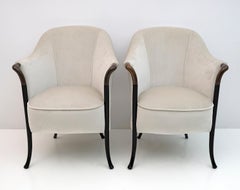 Pair of Giorgetti Italian Velvet Armchairs "Progetti", 1980s