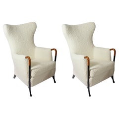 Pair of Giorgetti Progetti Natural Alpaca Wool Armchairs by Umberto Asnago 