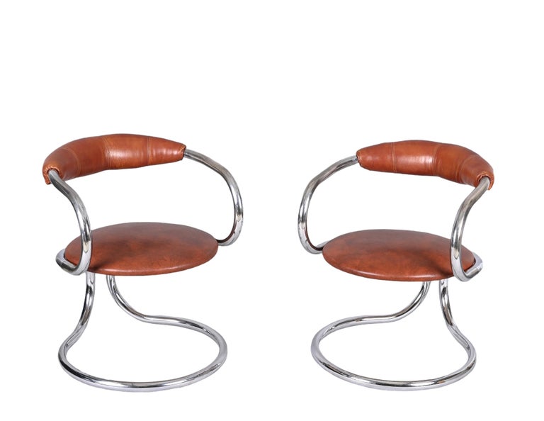 Pair of Giotto Stoppino Tubolar Chrome Steel and Leather Italian Chairs, 1970s 10