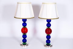 Pair of Giovanni Dalla Fina Murano Glass Postmodern Table Lamps, 1980s