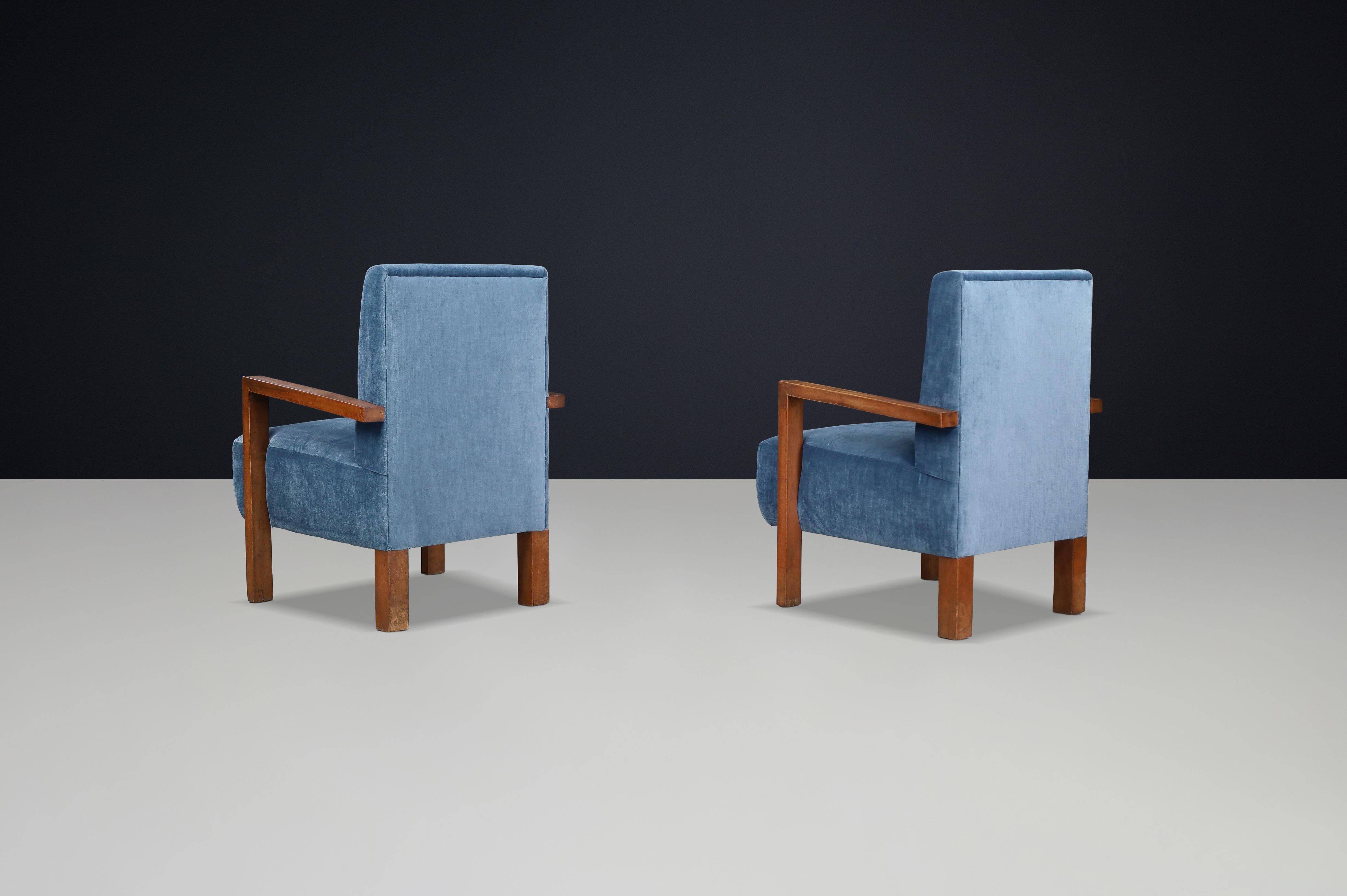Paire de fauteuils Giovanni Michelucci en velours bleu, Italie, années 1940 en vente 3