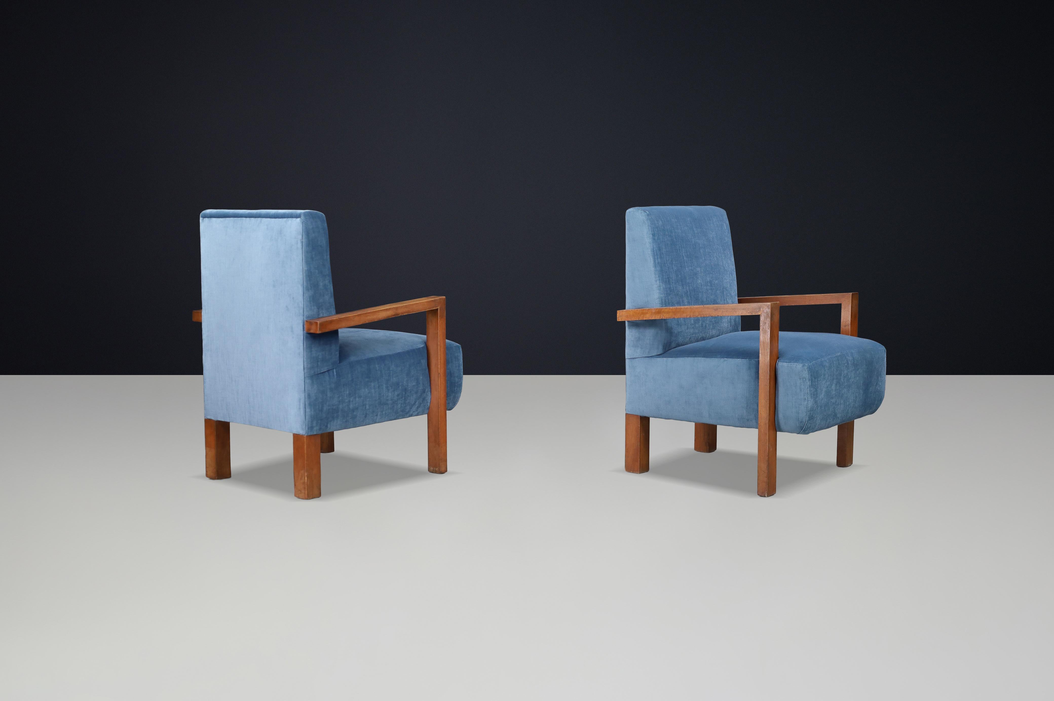 Paire de fauteuils Giovanni Michelucci en velours bleu, Italie, années 1940 en vente 2