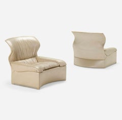 Pair of Giovanni Offredi for Saporiti Leather Vela Alta Chairs