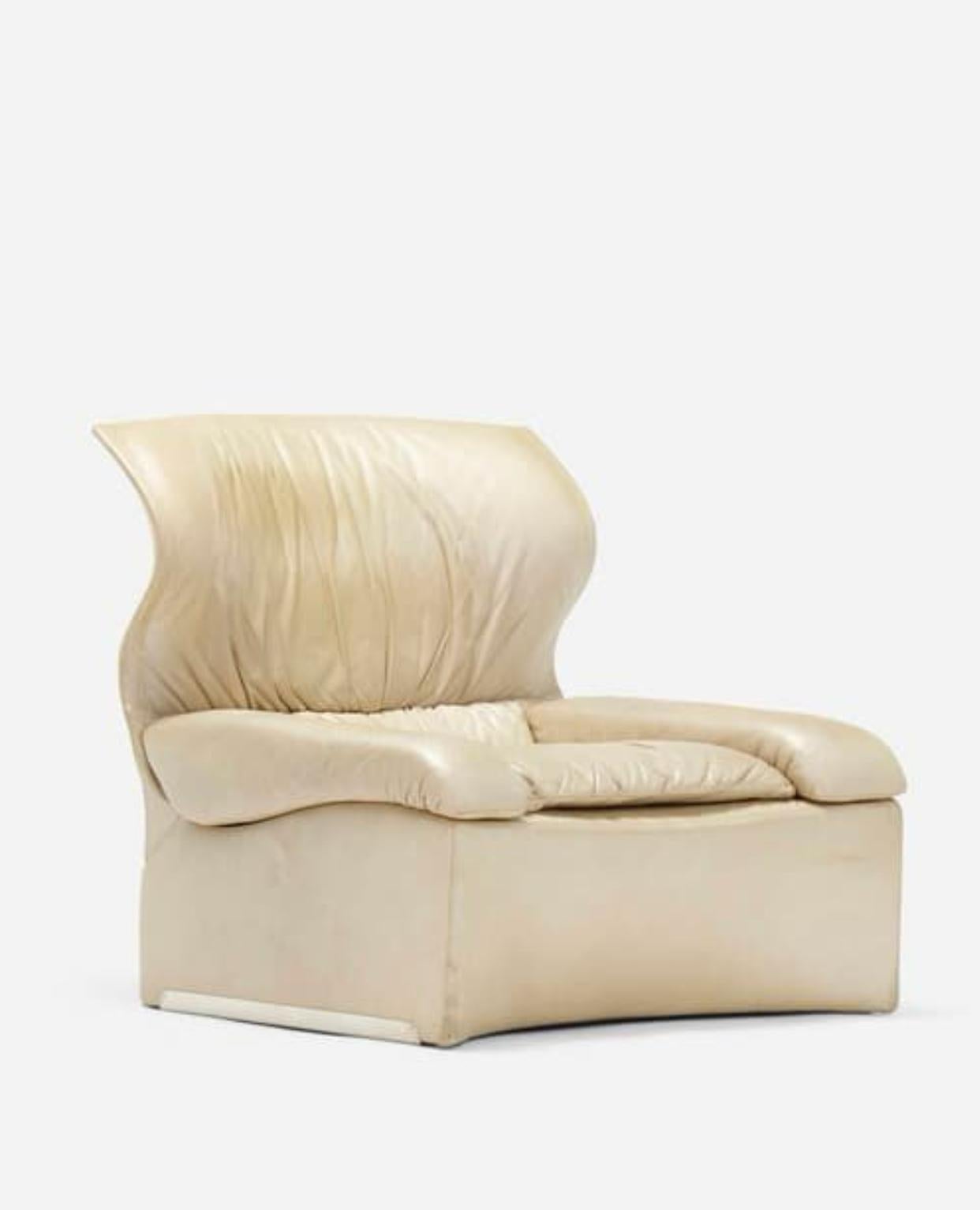 Italian Pair of Giovanni Offredi for Saporiti Leather Vela Alta Chairs For Sale