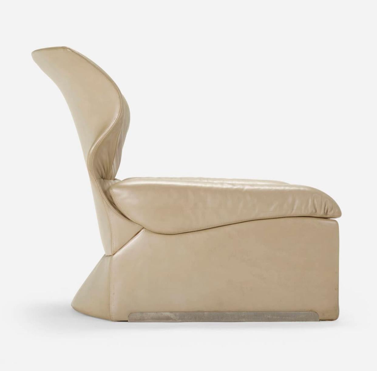 Paire de chaises Vela Alta en cuir Giovanni Offredi pour Saporiti Bon état - En vente à Chicago, IL