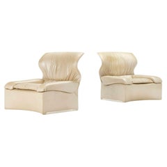 Pair of Giovanni Offredi for Saporiti Leather Vela Alta Chairs