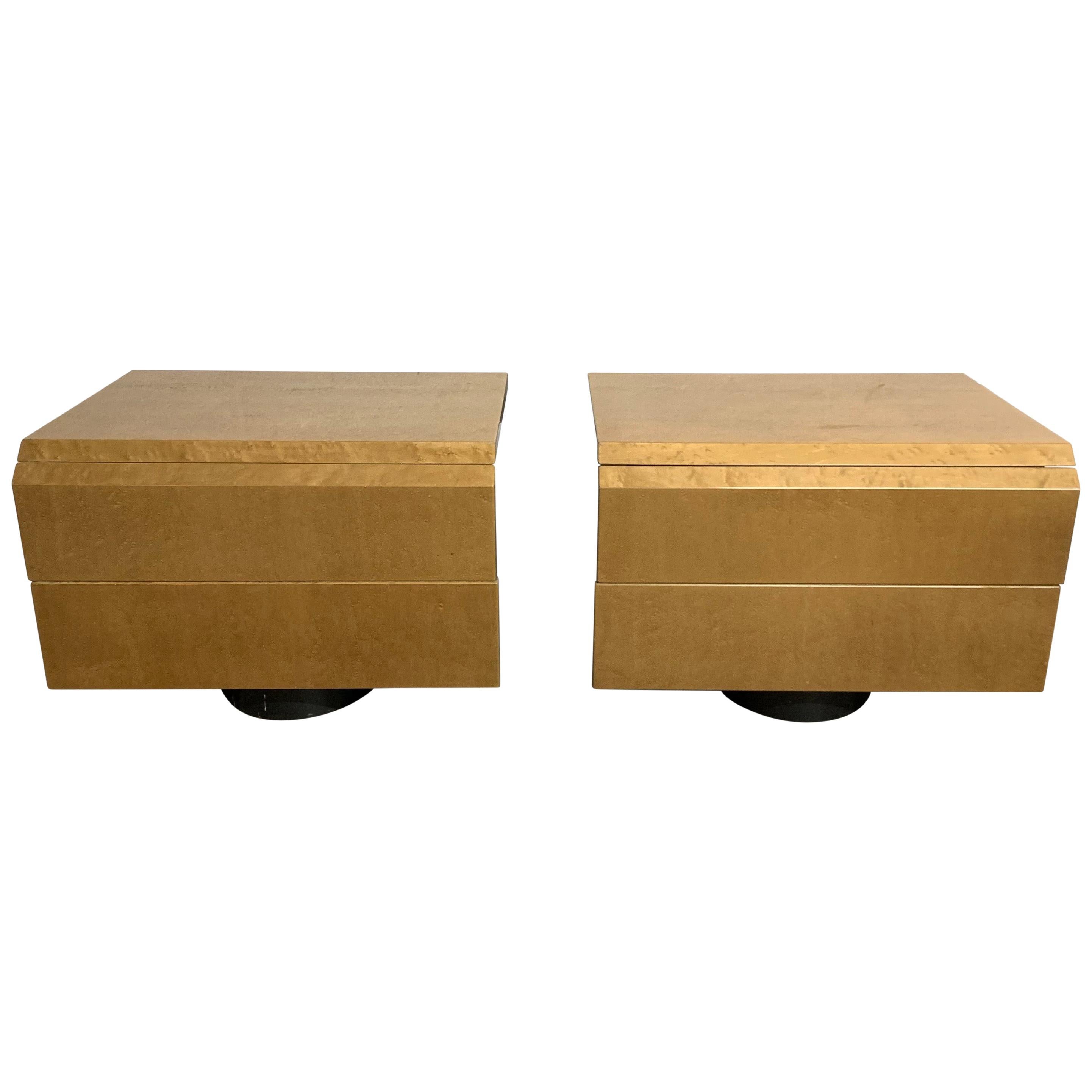 Pair of Giovanni Offredi Postmodern Nightstands or Bedside Tables for Saporiti