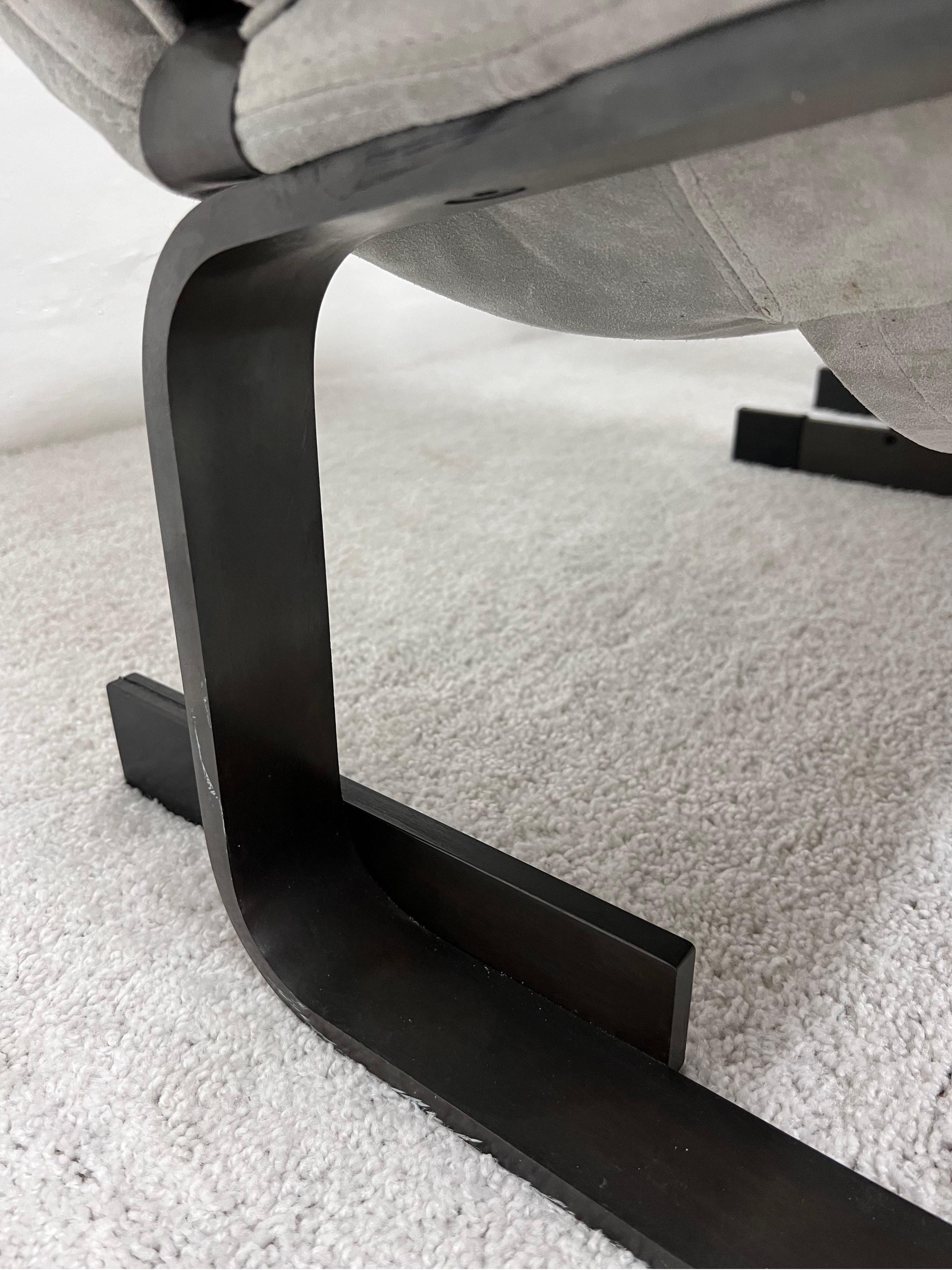 Pair of Giovanni Offredi Suede Onda Wave Lounge Chairs for Saporiti 6