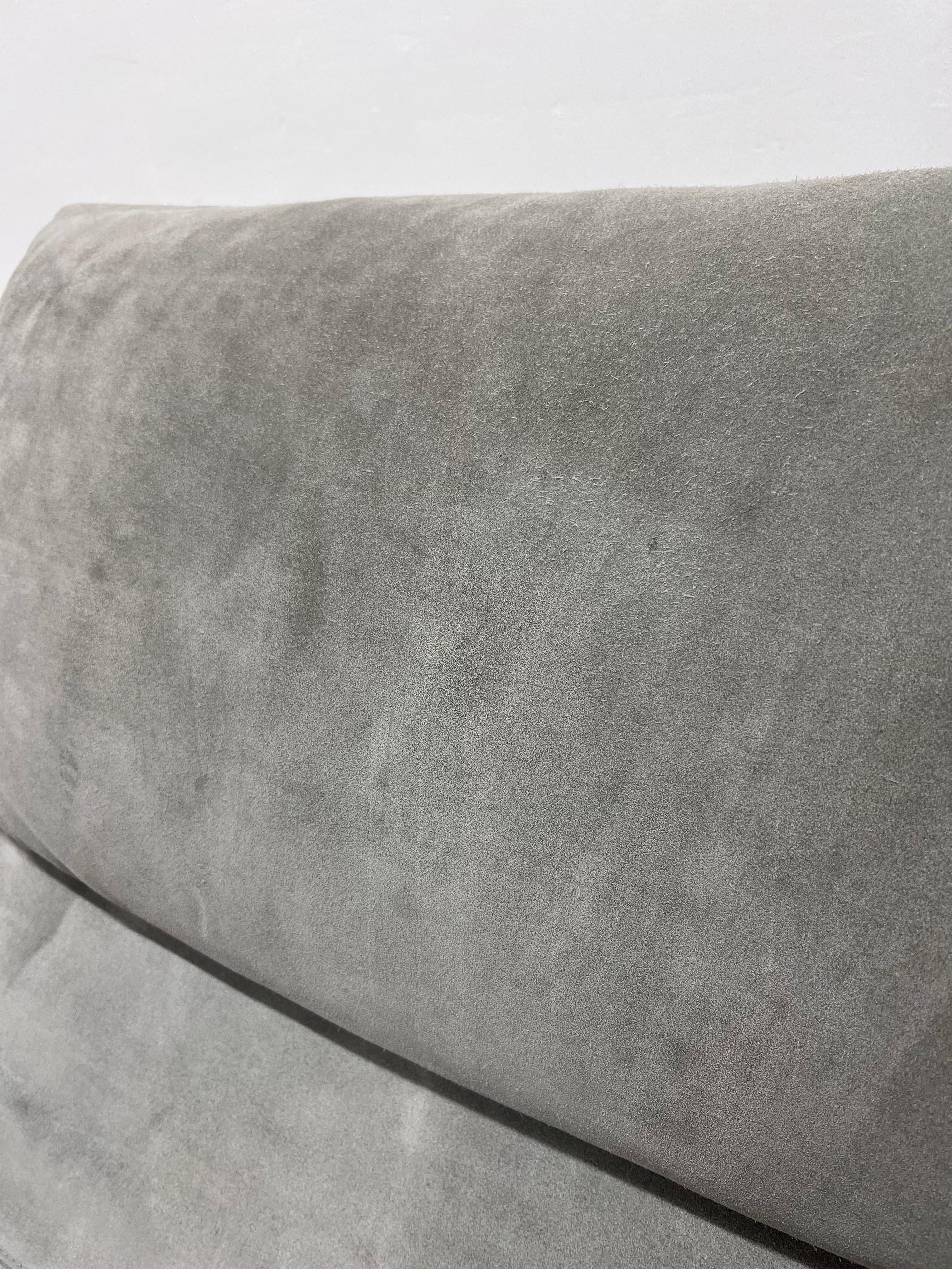 Pair of Giovanni Offredi Suede Onda Wave Lounge Chairs for Saporiti 7