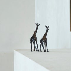 Pair of Giraffe Sculptures in Coromandel Wood 1930s