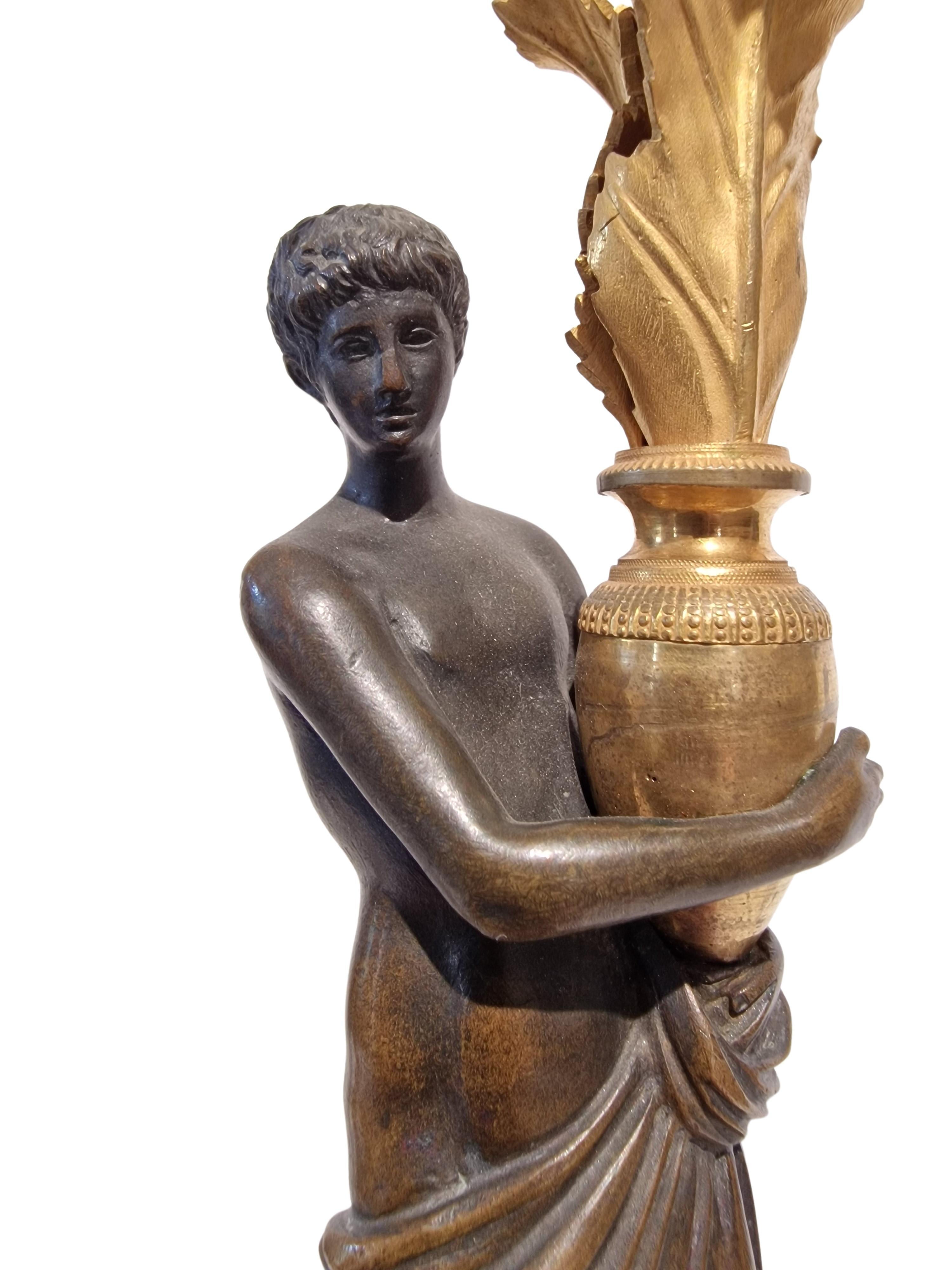 Paar Girandoles, Candle Sticks, Kandelaber, Bronze, ~ 1810 Empire, Frankreich (Frühes 19. Jahrhundert) im Angebot