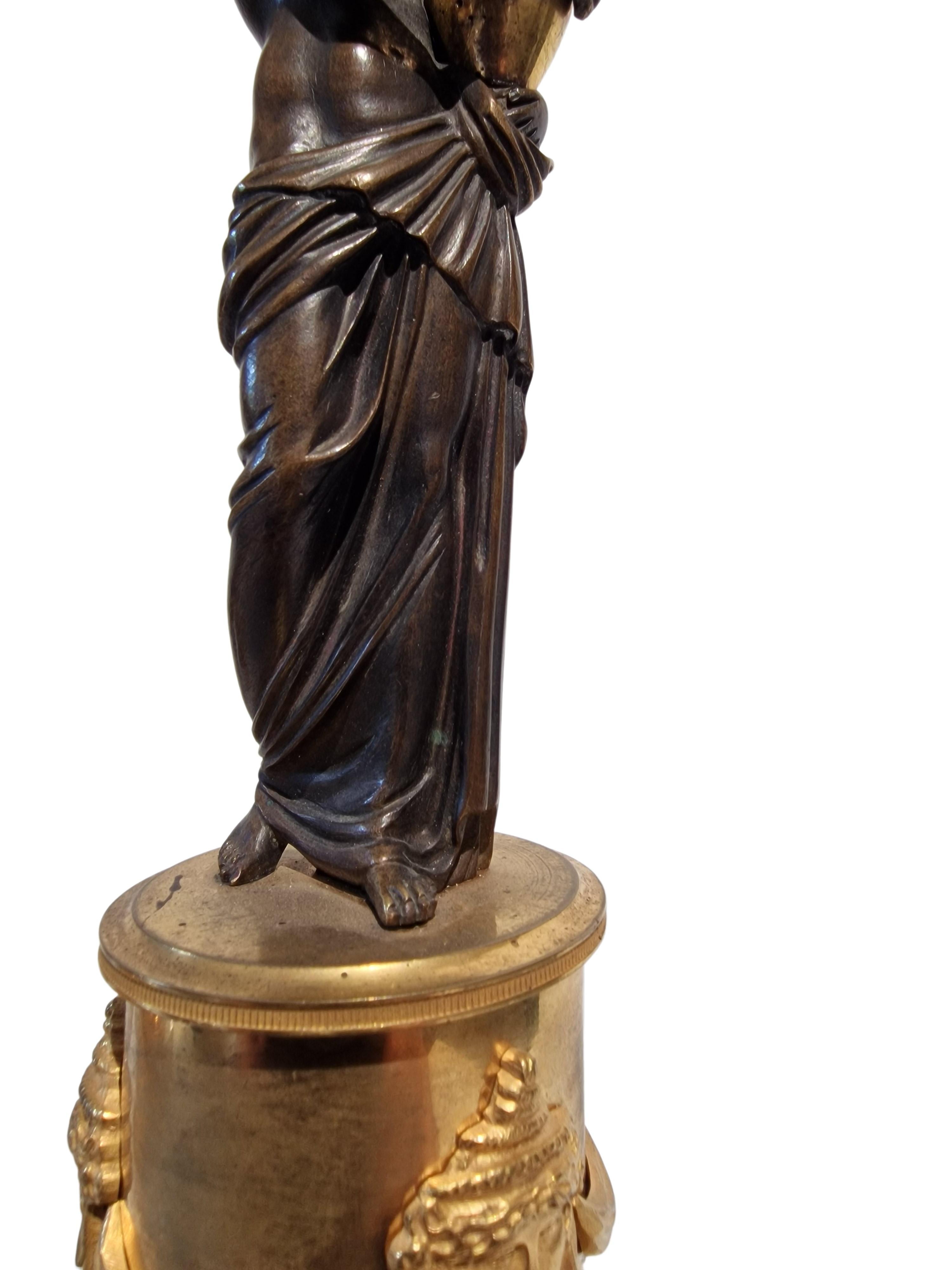 Métal Paire de Girandoles, Bougeoirs, Chandeliers, bronze, ~ 1810 Empire, France en vente