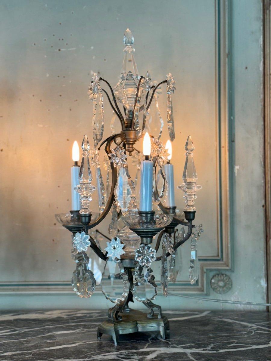 Pareja De Girándolas De Bronce Y Cristal Tallado Circa 1900 en venta 7