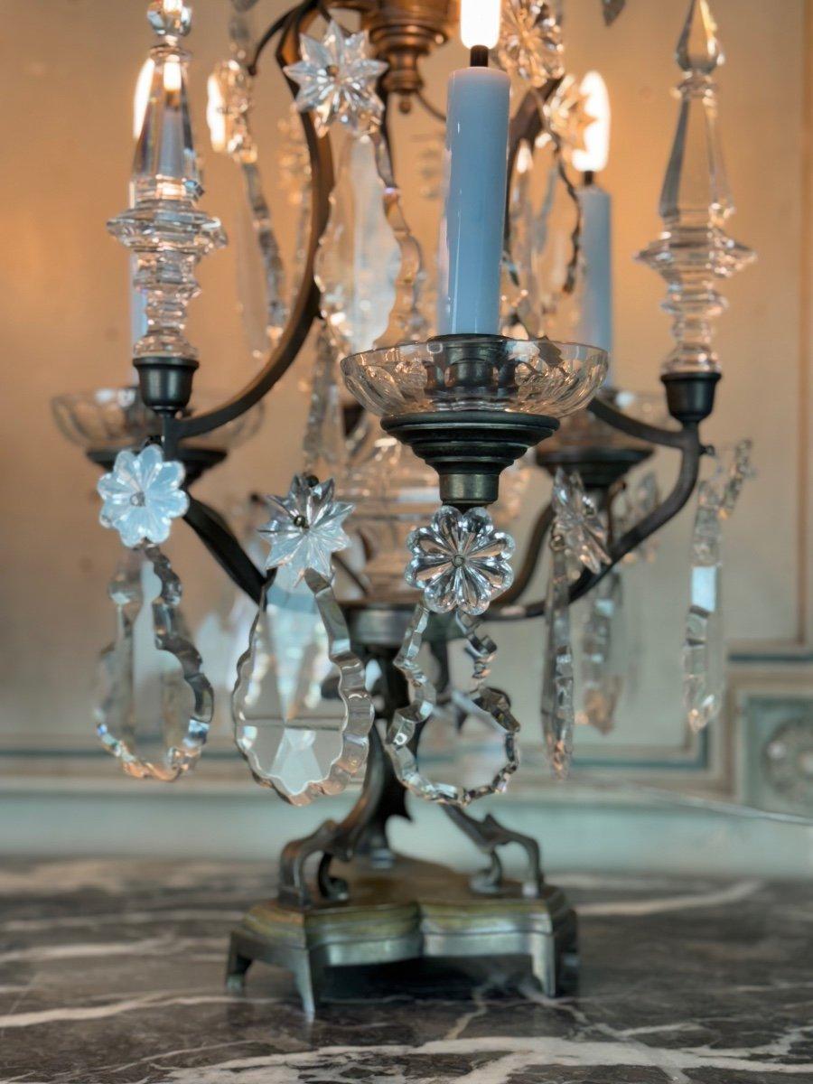 Pareja De Girándolas De Bronce Y Cristal Tallado Circa 1900 siglo XX en venta