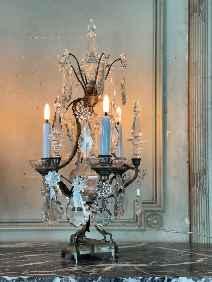 Pareja De Girándolas De Bronce Y Cristal Tallado Circa 1900 en venta 1