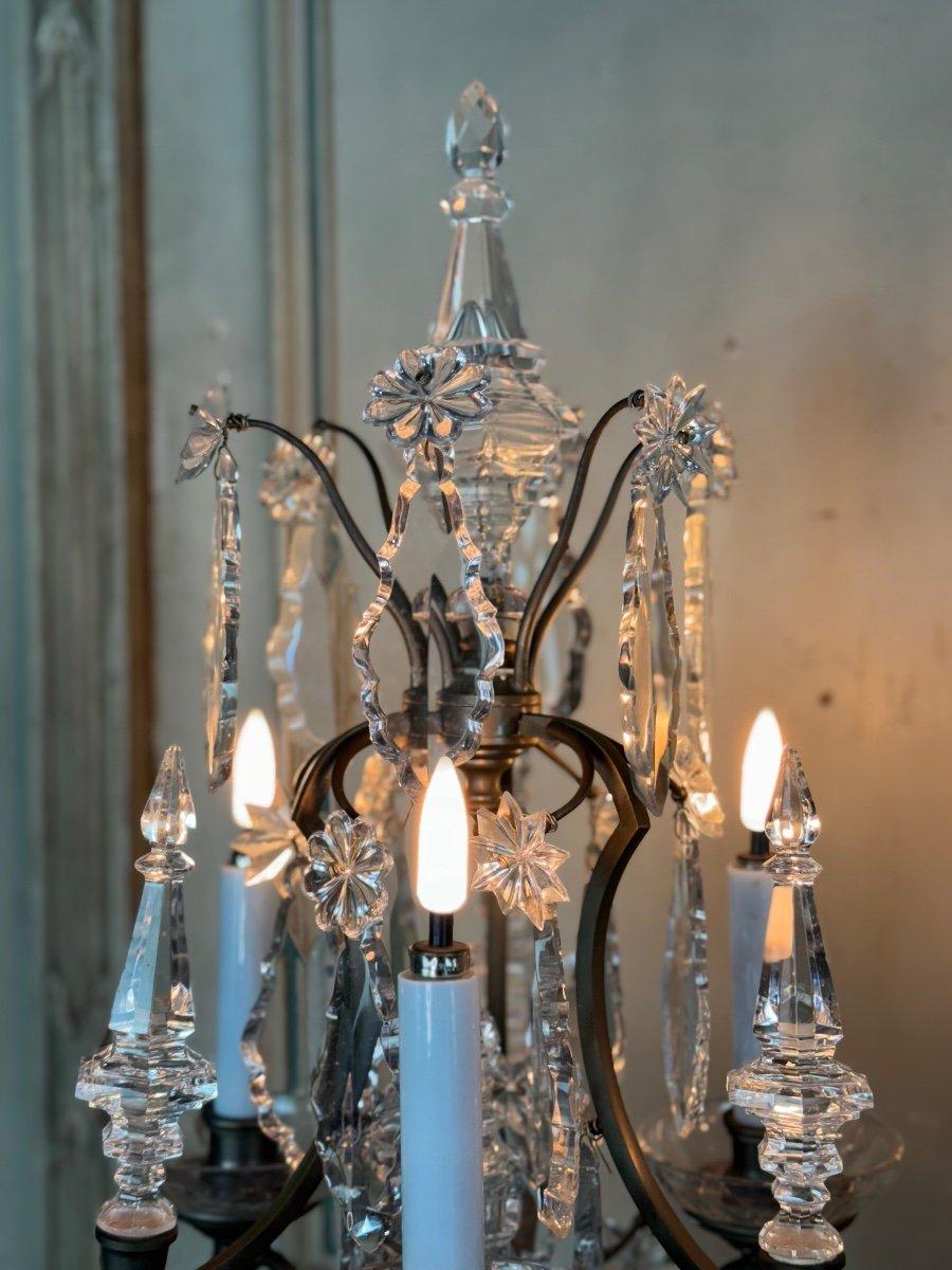 Pareja De Girándolas De Bronce Y Cristal Tallado Circa 1900 en venta 3