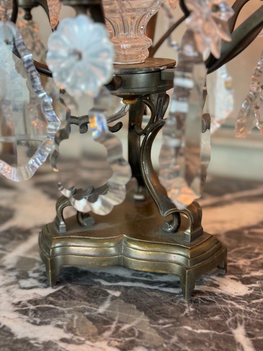 Pareja De Girándolas De Bronce Y Cristal Tallado Circa 1900 en venta 4