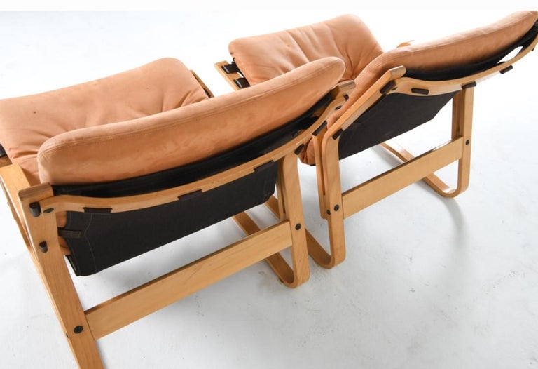 Pair of Giske Carlsen For Kleppe Mobelfabrik, Suede/NuBuck Lounge
