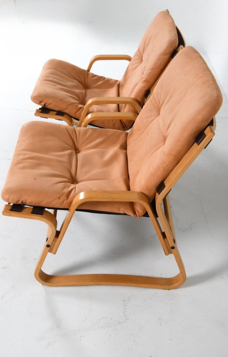 Pair of Giske Carlsen For Kleppe Mobelfabrik, Suede/NuBuck Lounge