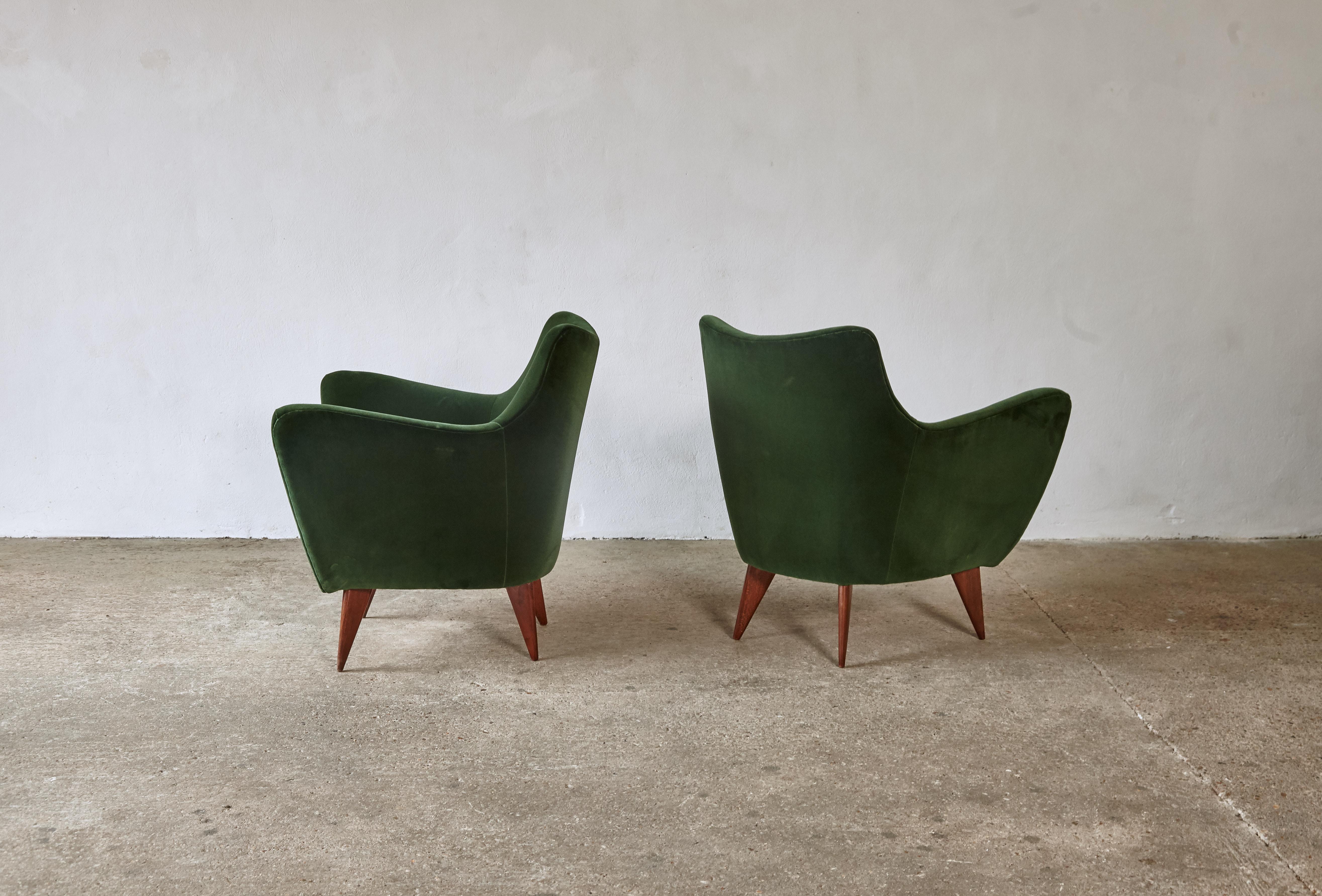 20th Century Pair of Giulia Veronesi Perla Chairs, ISA Bergamo, Italy, 1950s