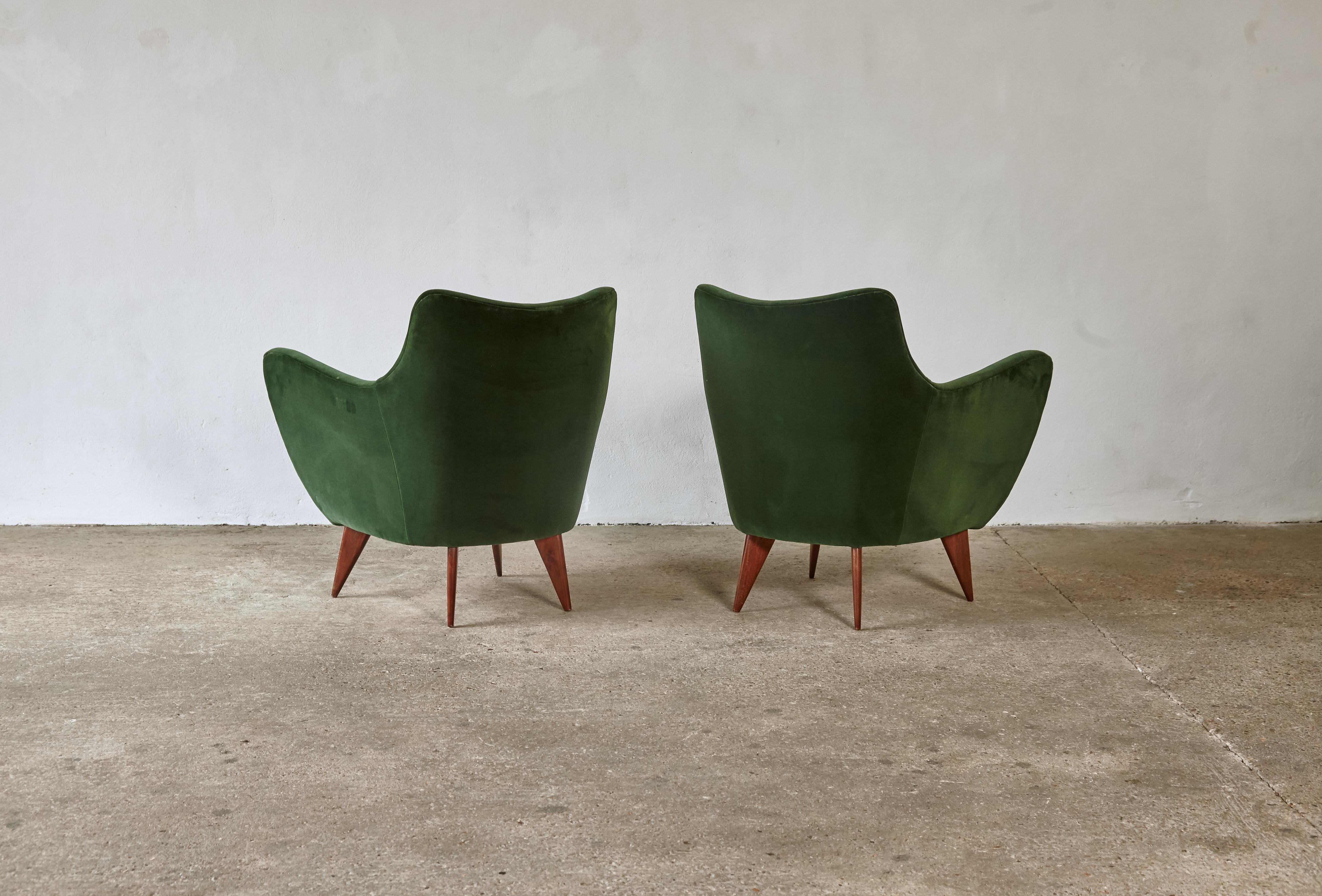 Fabric Pair of Giulia Veronesi Perla Chairs, ISA Bergamo, Italy, 1950s