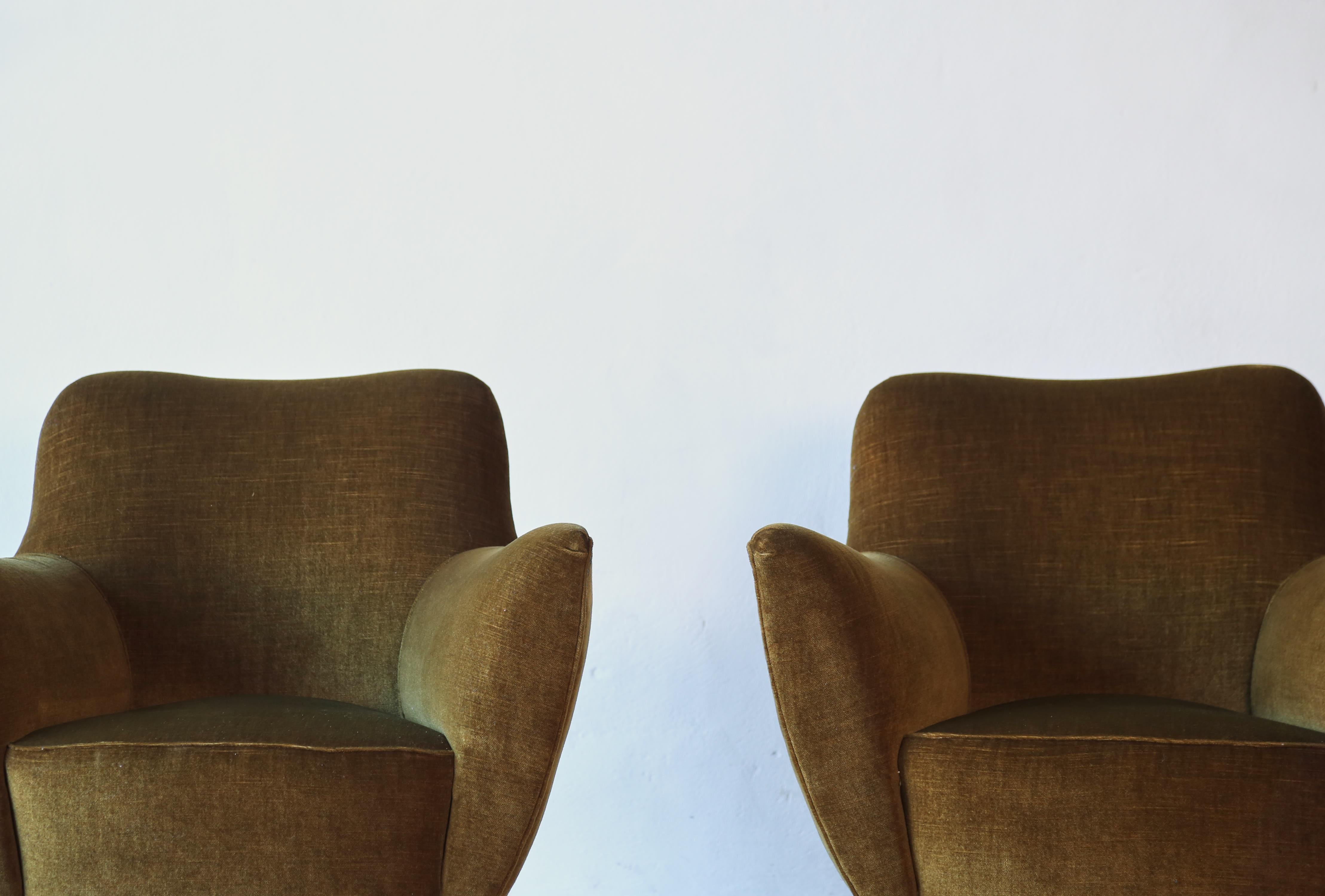 Fabric Pair of Giulia Veronesi Perla Chairs, ISA Bergamo, Italy, 1950s For Sale
