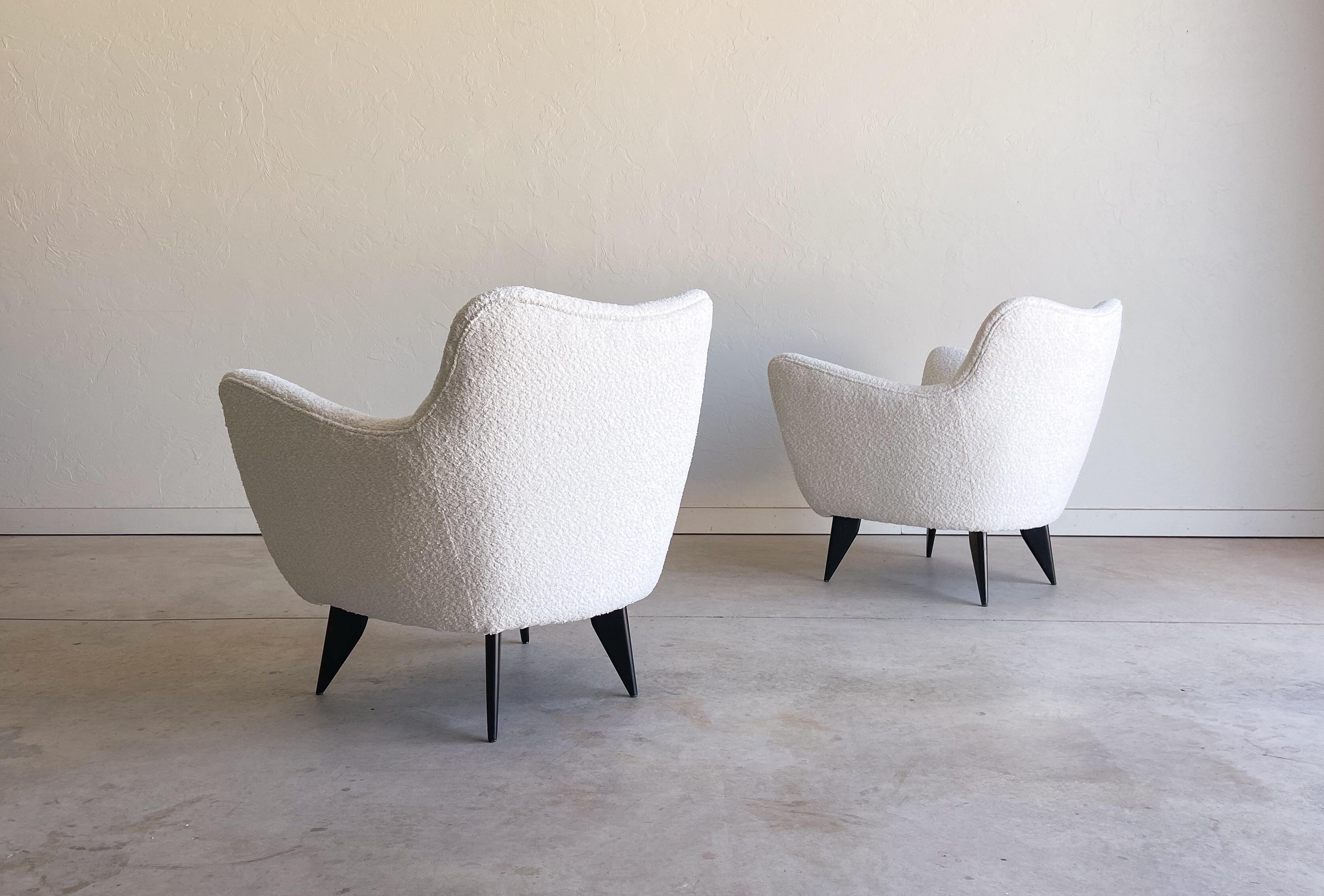 Italian Pair of Giulia Veronesi “Perla” Lounge Chairs for ISA Bergamo, Italy, 1950’s