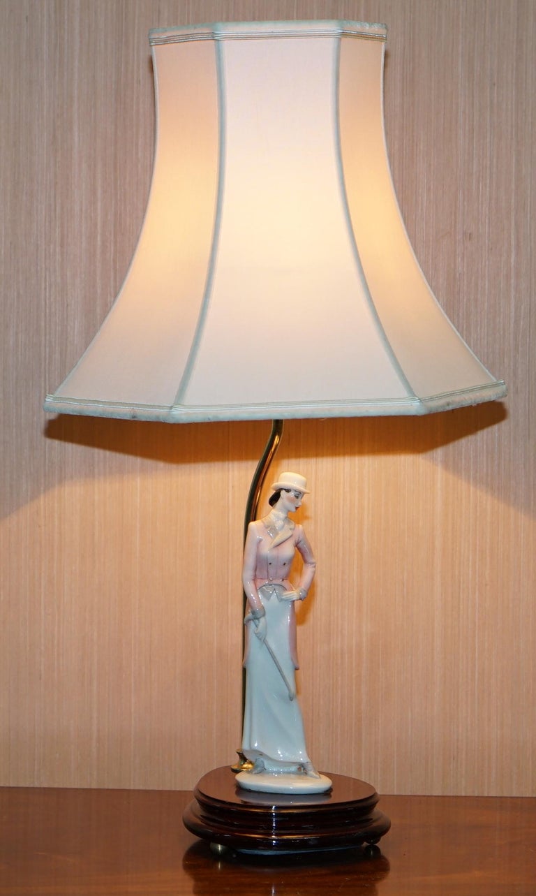 Pair of Giuseppe Armani Florence Porcelain China 1997 Stamped Table Lamps Ladies at 1stDibs