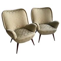Paire de fauteuils Giuseppe Carmignani, circa 1950 avec tapisserie d'origine