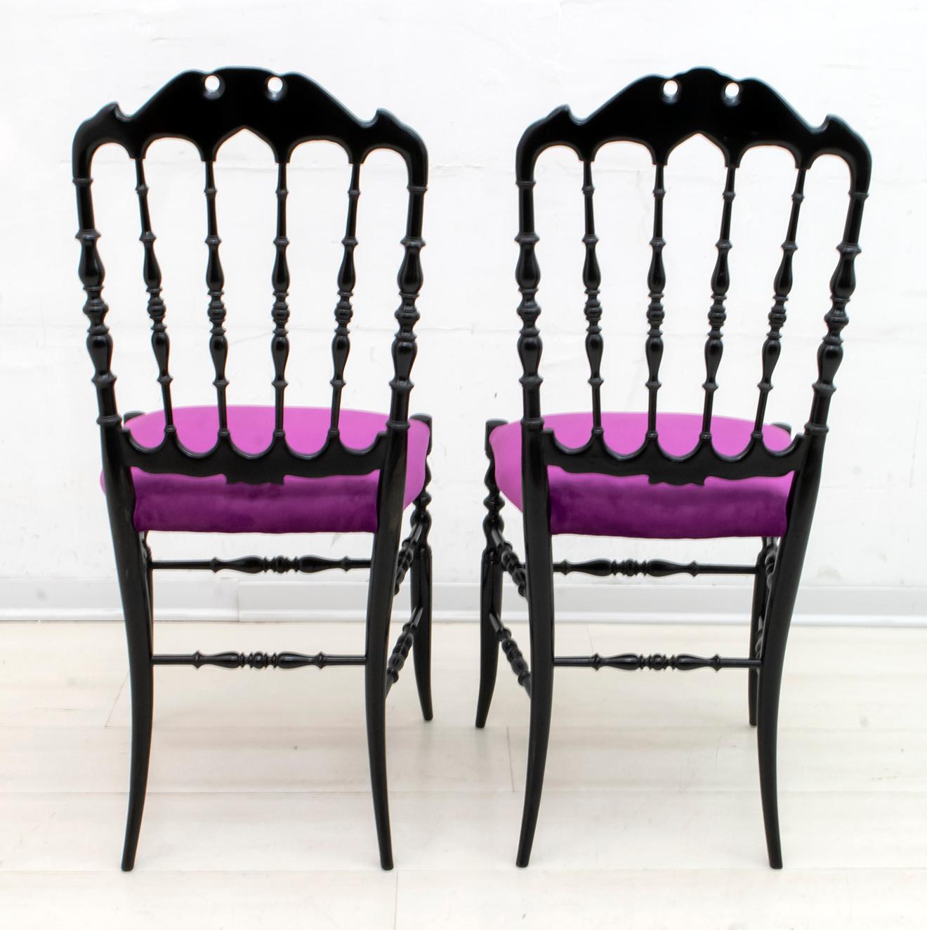 Pair of Giuseppe Gaetano Descalzi Midcentury Italian Chiavari Chairs, 1950s For Sale 3