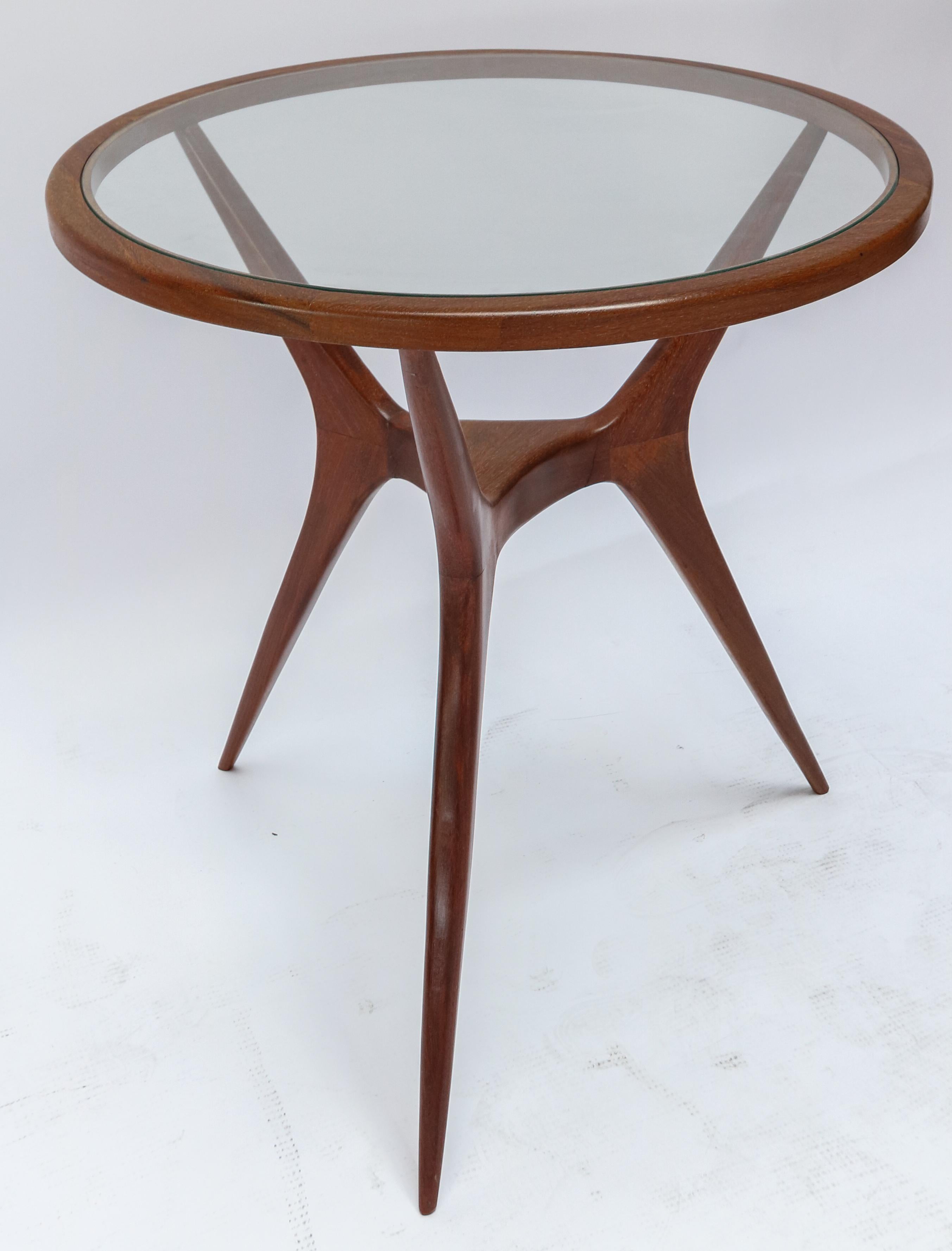 Mid-20th Century Pair of 1960s Brazilian Spider Leg Wood Side Tables with Glass Tops