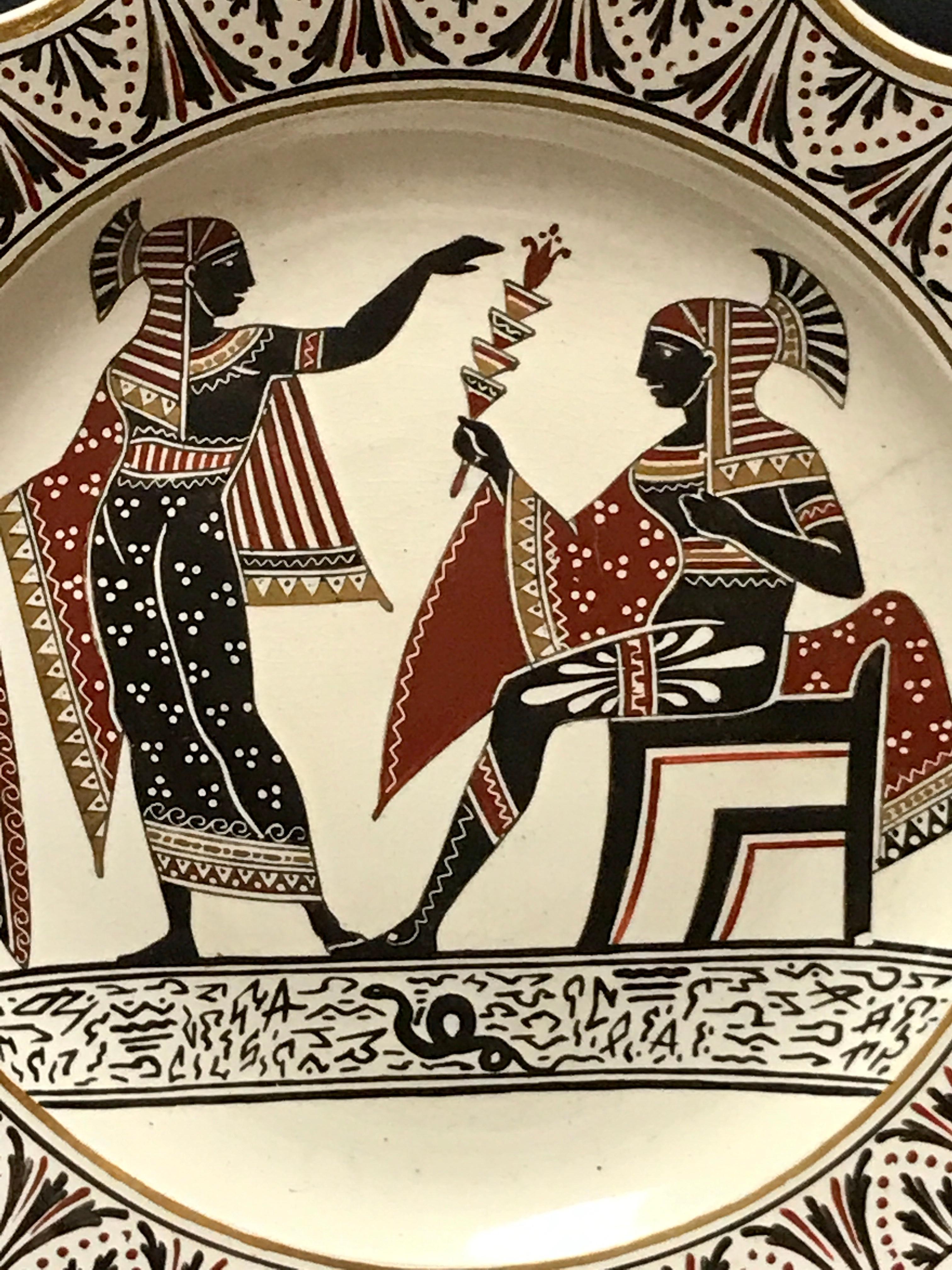 Paar Giustiniani Egyptomania Keramikteller mit vergoldeten Bordüren im Angebot 10