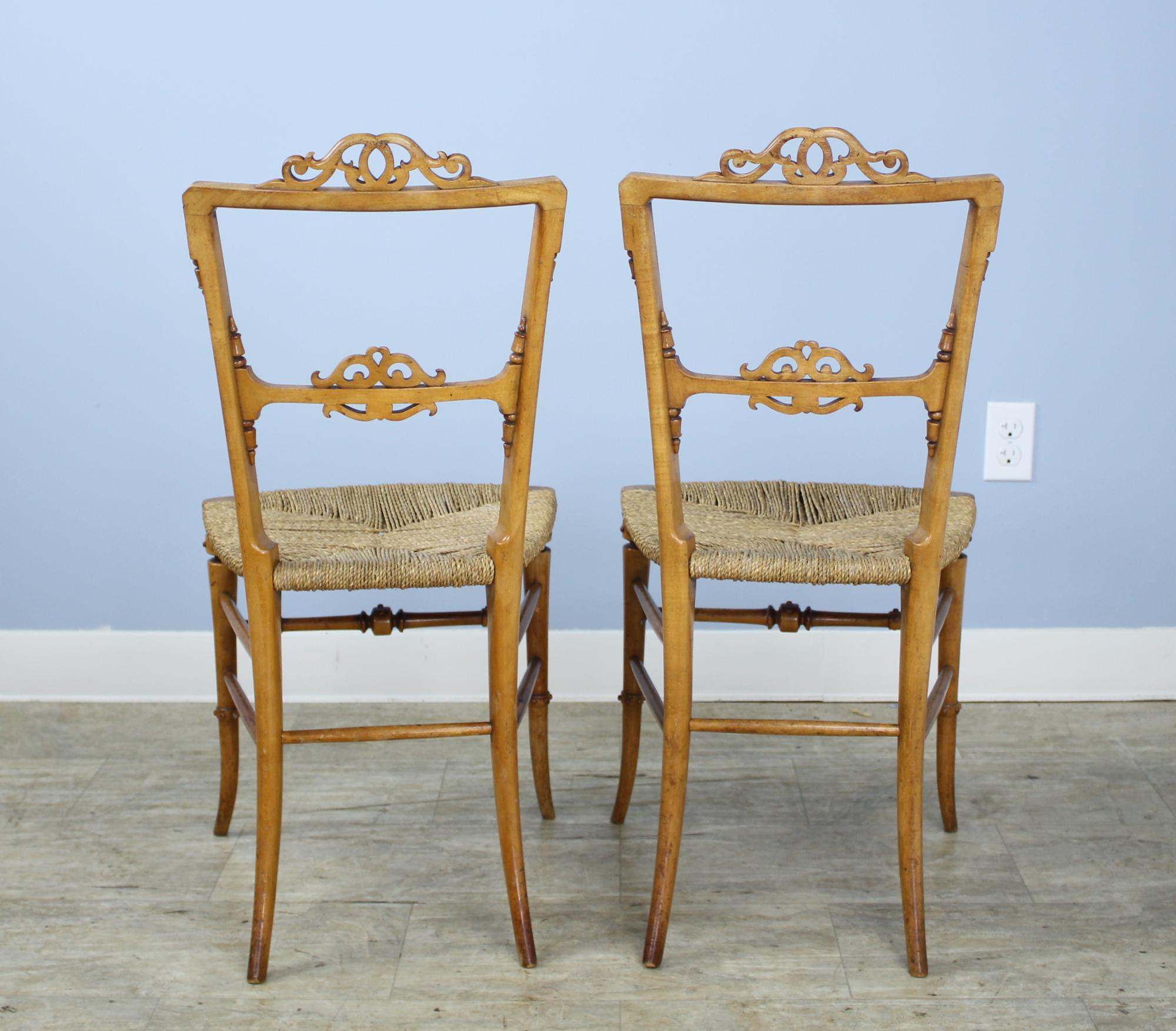 Pair of Glamorous Antique German Bedroom Chairs For Sale 3