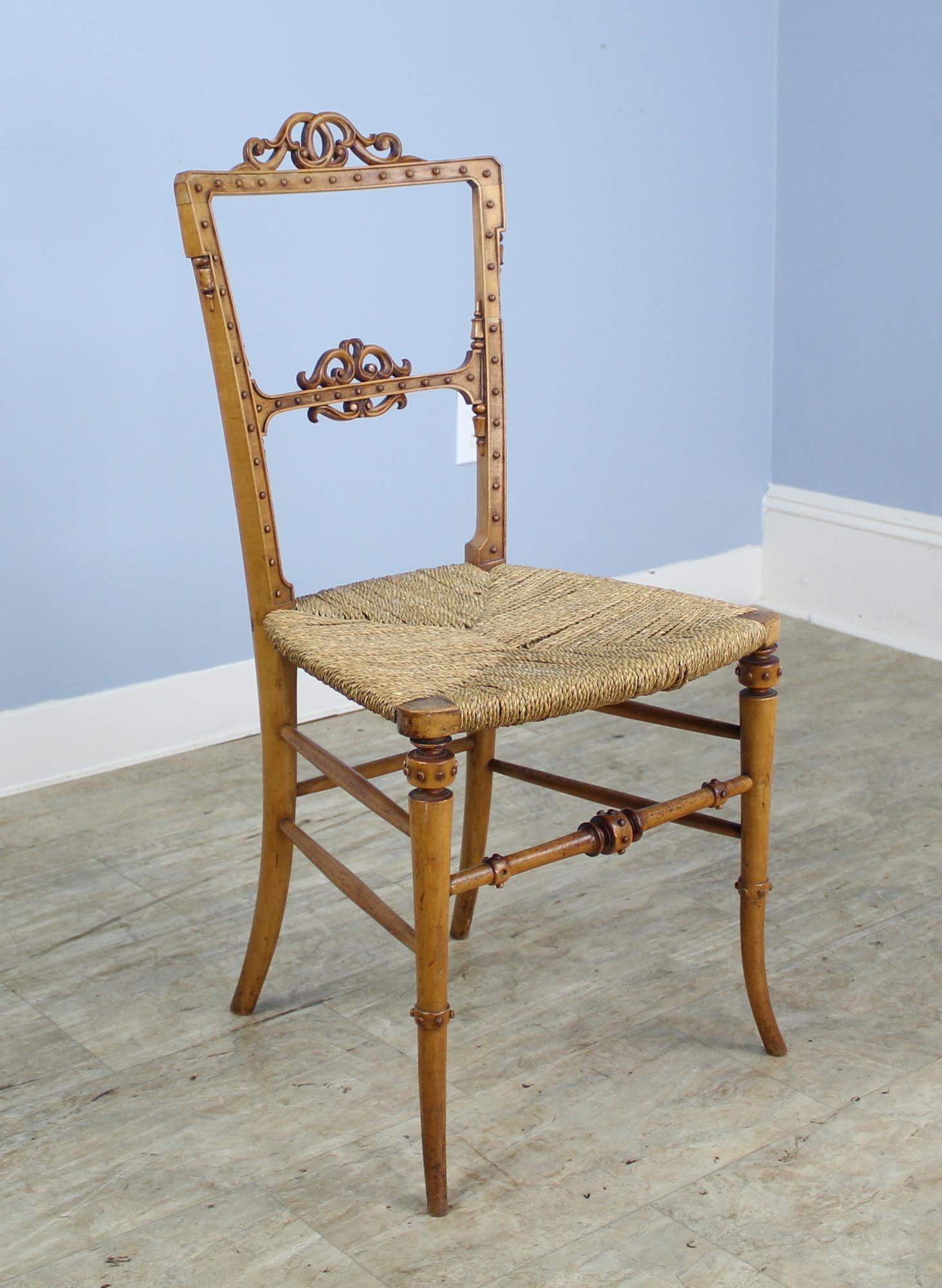 Carved Pair of Glamorous Antique German Bedroom Chairs For Sale