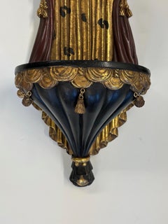 Pair of Glamorous Hollywood Regency Cast Resin Brackets with Tassels