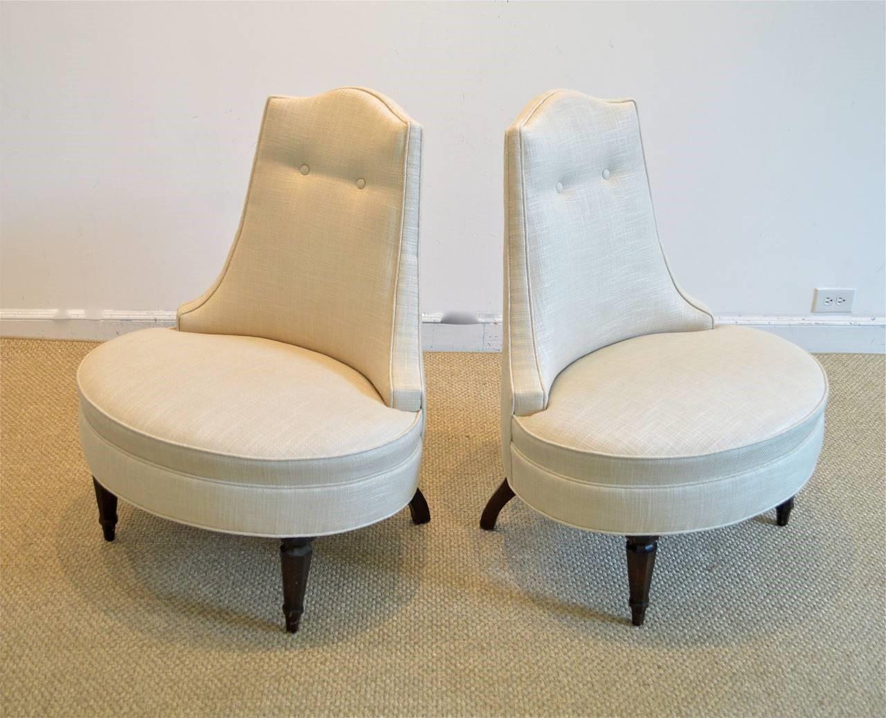 American Pair of Glamorous Hollywood Regency Style Lounge Chairs For Sale