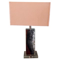 Pair of Glamorous Lucite and Petrified Wood Table Lamps by Made Goods