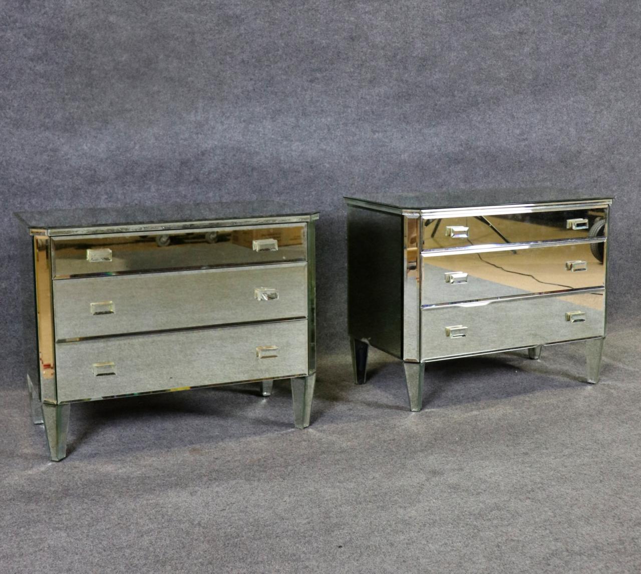 Mirrored. 3 drawers. 26 1/2